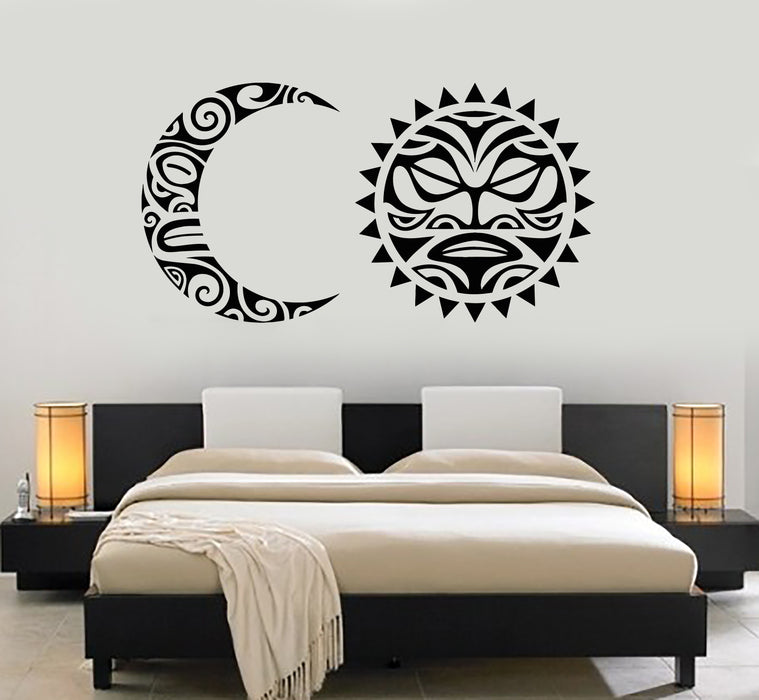 Vinyl Wall Decal Bedroom Crescent Moon Sun Ethnic Style Stickers Mural (g6183)