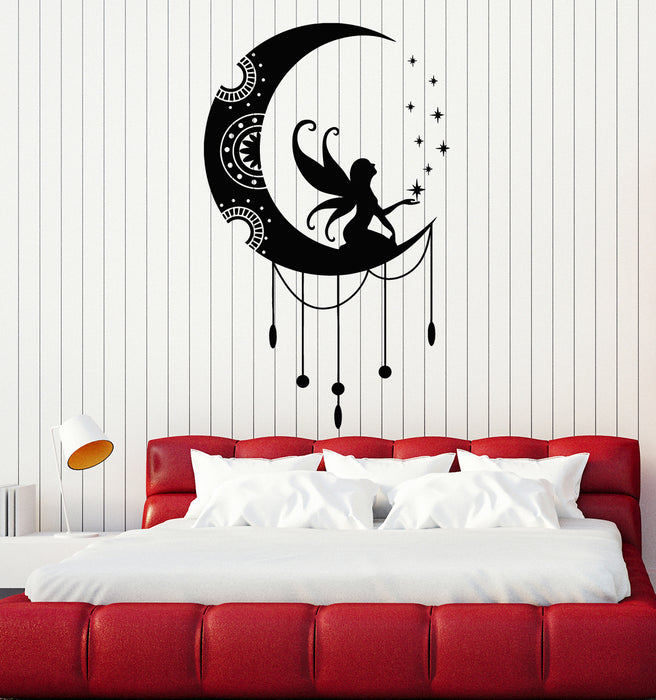 Vinyl Wall Decal Bedroom Art Sexy Girl Crescent Moon Stars Stickers Mural (g4791)