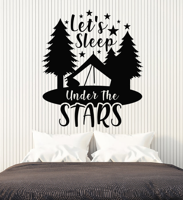 Vinyl Wall Decal Bedroom Phrase Let's Sleep Under The Stars Stickers Mural (g5418)