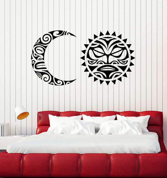 Vinyl Wall Decal Bedroom Crescent Moon Sun Ethnic Style Stickers Mural (g6183)