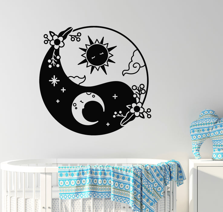 Vinyl Wall Decal Bedroom Day Night Sun Moon Child Room Stickers Mural (g6276)