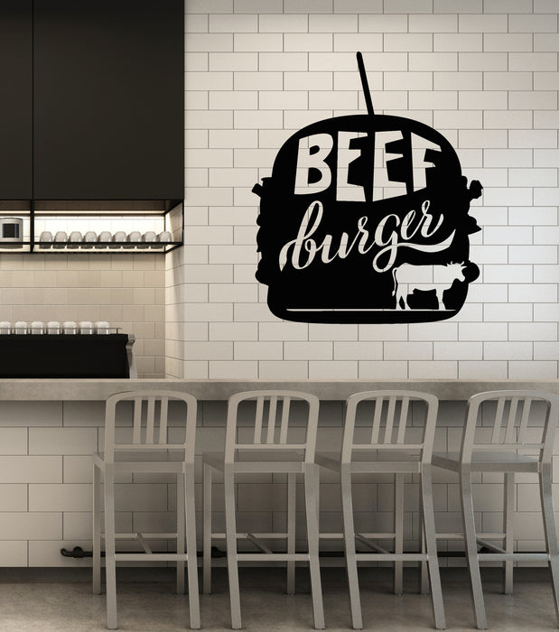 Vinyl Wall Decal Beef Burger Dining Room Cafe Fast Food Stickers Mural (g6814)