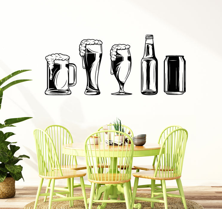Vinyl Wall Decal Beer Mugs Pub Drink Beer House Alcohol Stickers Mural (g6766)