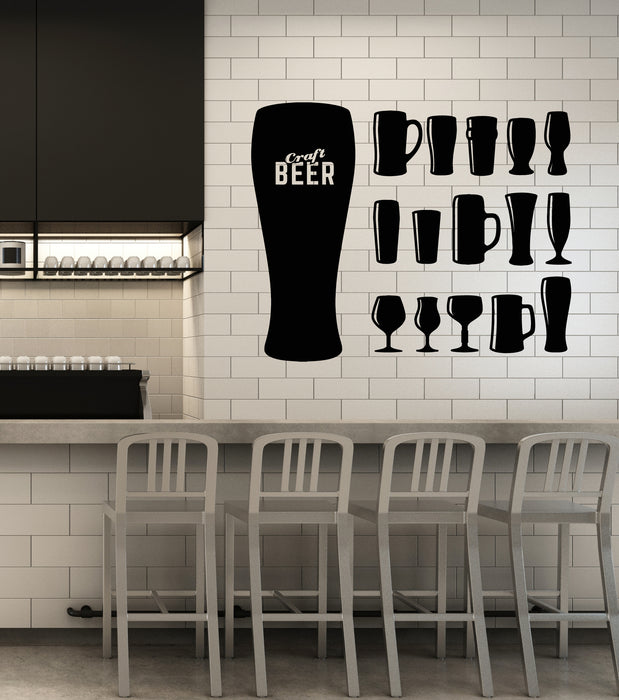 Vinyl Wall Decal Craft Beer Collection of Mugs Alcohol Drinking Pub Stickers Mural (g6293)