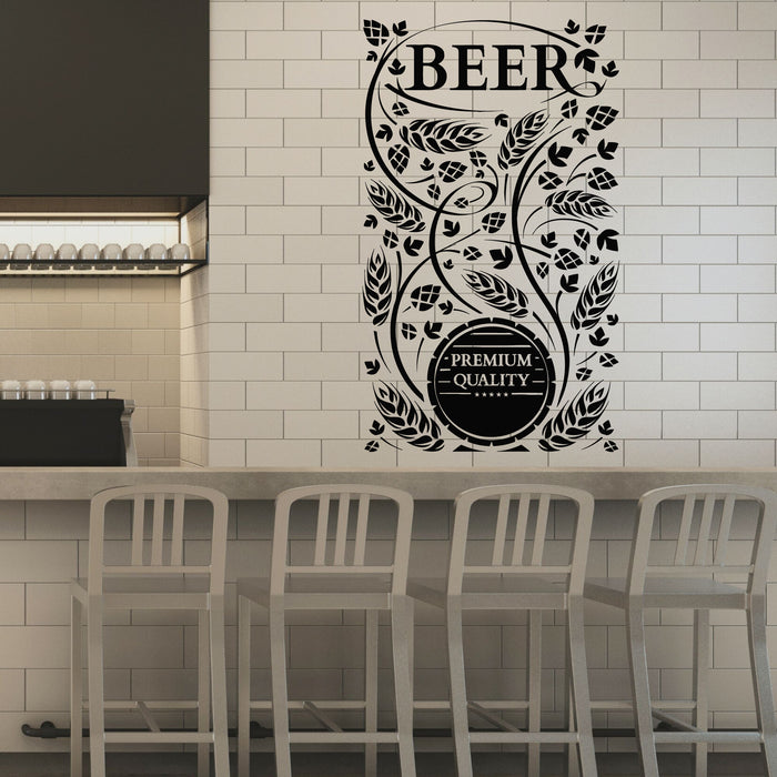 Vinyl Wall Decal Beer House With Hops Malt Drinking Pub Bar Stickers Mural (g8215)