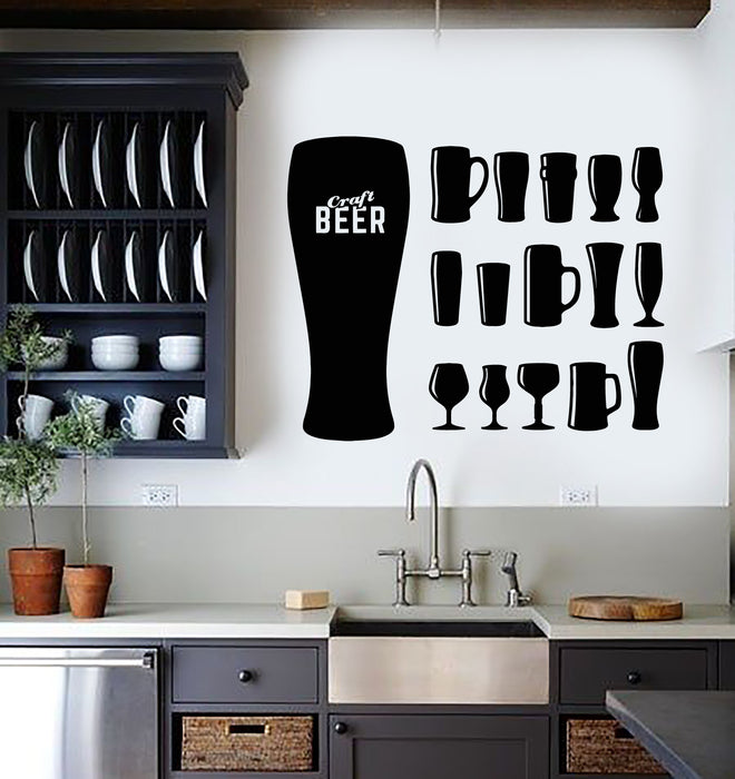 Vinyl Wall Decal Craft Beer Collection of Mugs Alcohol Drinking Pub Stickers Mural (g6293)