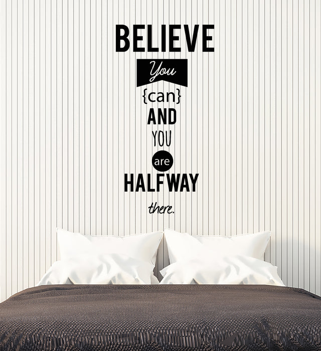 Vinyl Wall Decal Motivation Words Quote Believe You Can Stickers Mural (g3321)