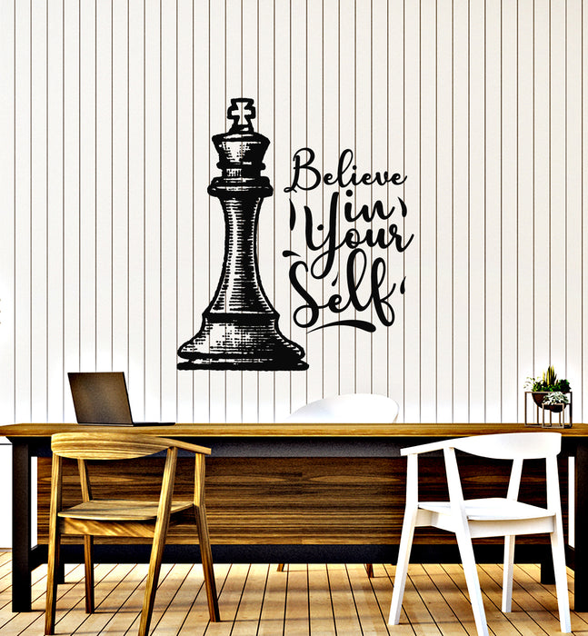 Vinyl Wall Decal Believe In Yourself Motivation Quote Chess Stickers Mural (g7917)