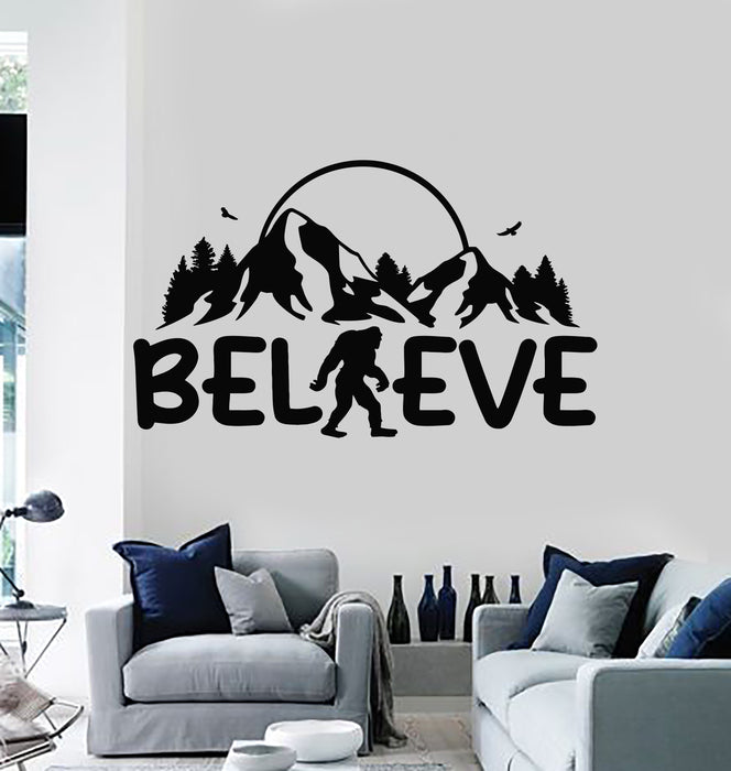 Vinyl Wall Decal Yeti Bigfoot Silhouette Camping Life Believe Mountains Stickers Mural (g8002)