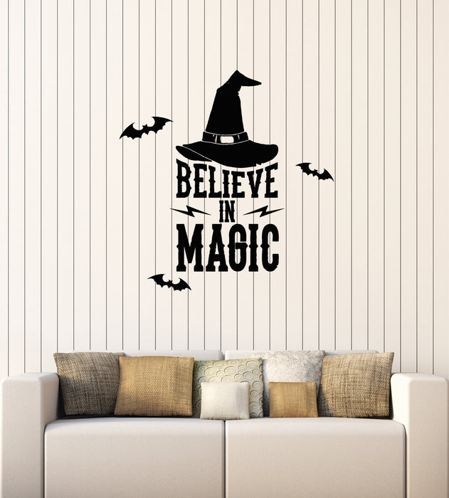 Vinyl Wall Decal Believe In Magic Bat Hat Fairy Tale Children's Room Stickers Mural (g4220)