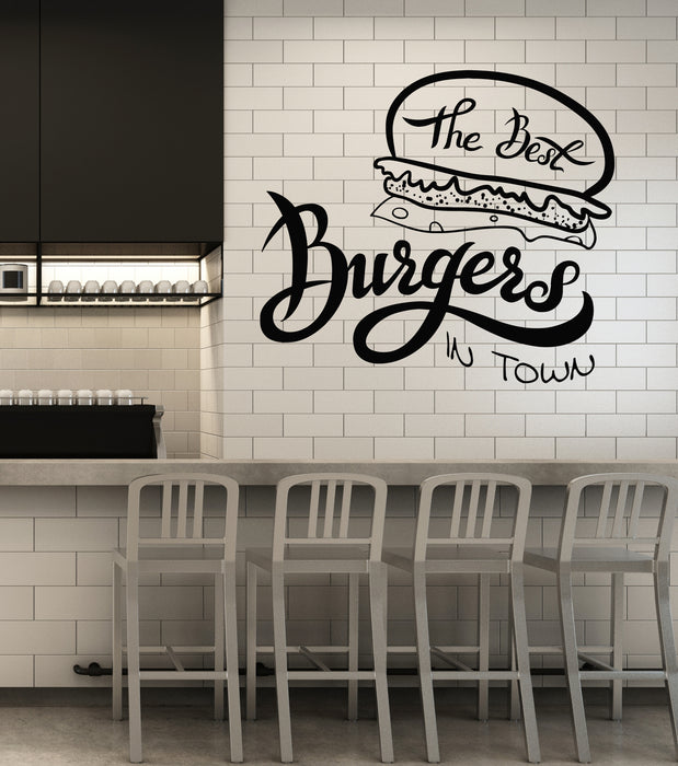 Vinyl Wall Decal Best Burgers in Town Fast Food Cafe Decor Idea Stickers Mural (ig6170)