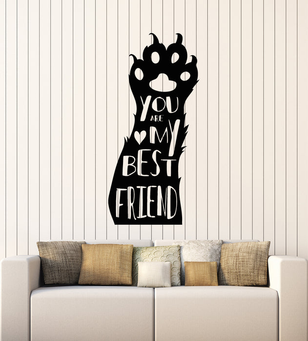 Vinyl Wall Decal Phrase Best Friends Cat's Paw Pets Love Stickers Mural (g5297)