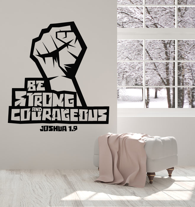 Autocollant mural en vinyle avec phrase Be Strong Courageous Joshua (g5403)