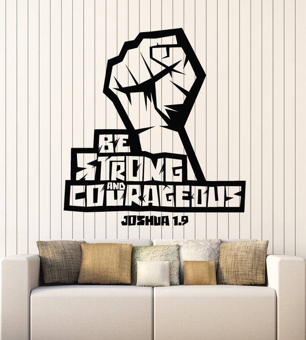 Autocollant mural en vinyle avec phrase Be Strong Courageous Joshua (g5403)