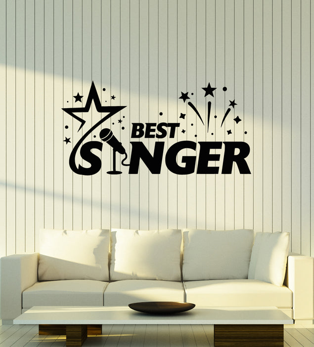 Autocollant mural en vinyle Meilleur chanteur étoiles Vocal Karaoké Microphone Feux d'artifice Autocollants Mural (g7487)