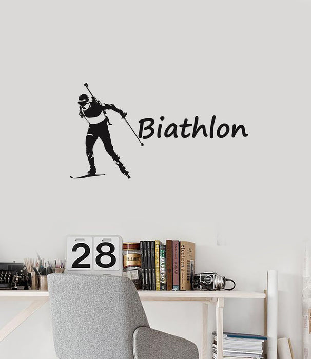 Vinyl Wall Decal Biathlete Biathlon Winter Sport Room Decor Art Stickers Mural (ig5601)