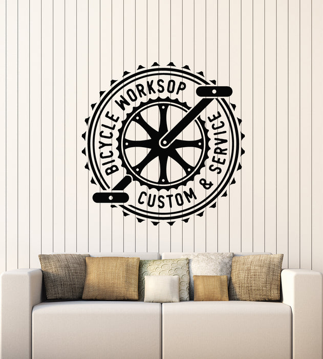 Vinyl Wall Decal Bicycle Workshop Custom Service Repair Wheel Stickers Mural (g7186)
