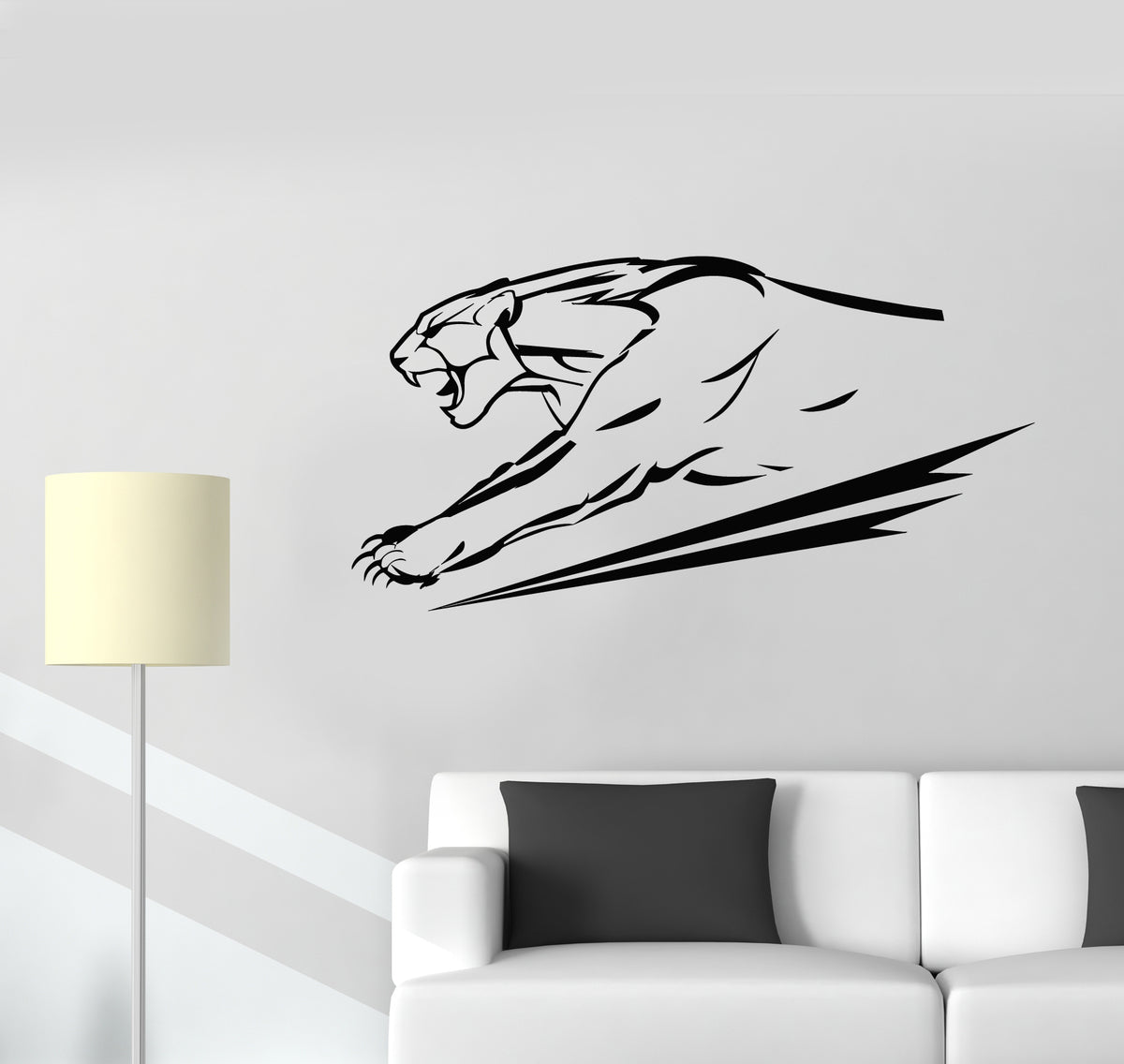 Vinyl Wall Decal Wild Animal Panther Roar Jungle Hunter Big Cat Sticke ...