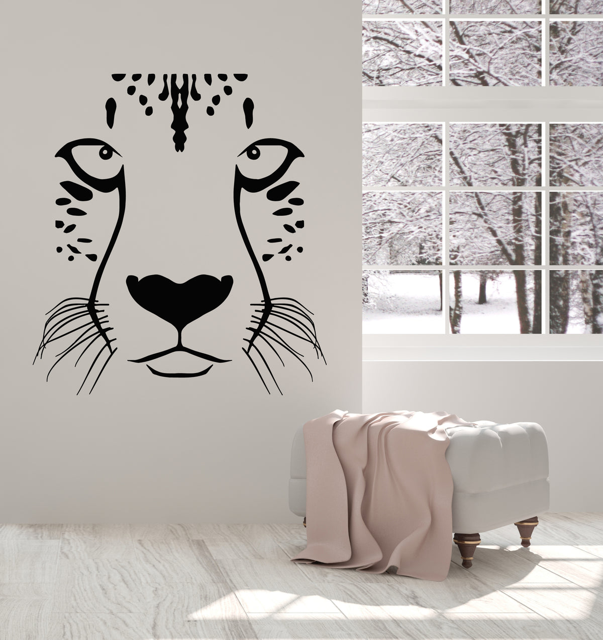 Vinyl Wall Decal Animal Predator Leopard Panther Big Cat Head Stickers ...