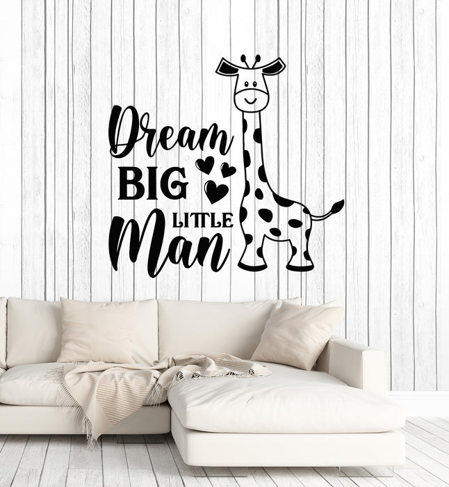 Vinyl Wall Decal Big Dream Little Man Cartoon Giraffe Child Room Stickers Mural (g6539)