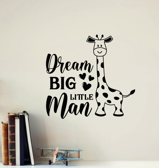 Vinyl Wall Decal Big Dream Little Man Cartoon Giraffe Child Room Stickers Mural (g6539)