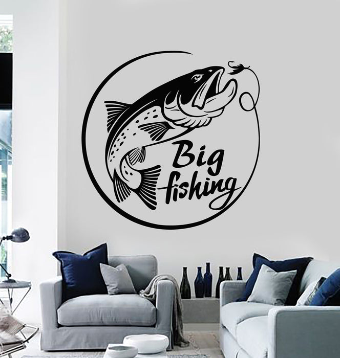 Autocollant mural en vinyle Canne à pêche Poisson-chat Gros poisson Pêcheur Autocollants Mural (g3012)