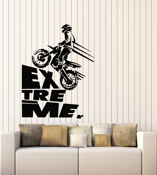 Vinyl Wall Decal Speed Extreme Sport Motorcycle Biker Riding Stickers Mural (g1935)