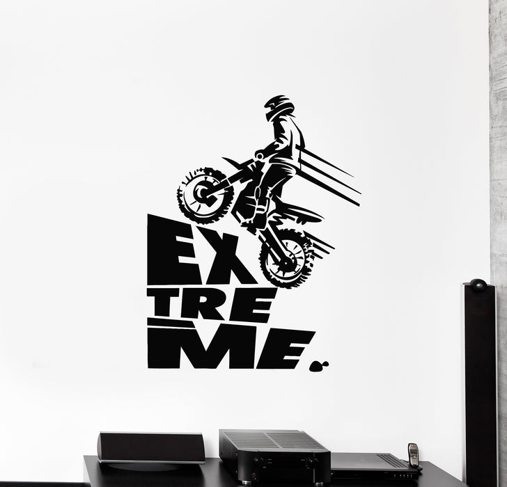 Vinyl Wall Decal Speed Extreme Sport Motorcycle Biker Riding Stickers Mural (g1935)