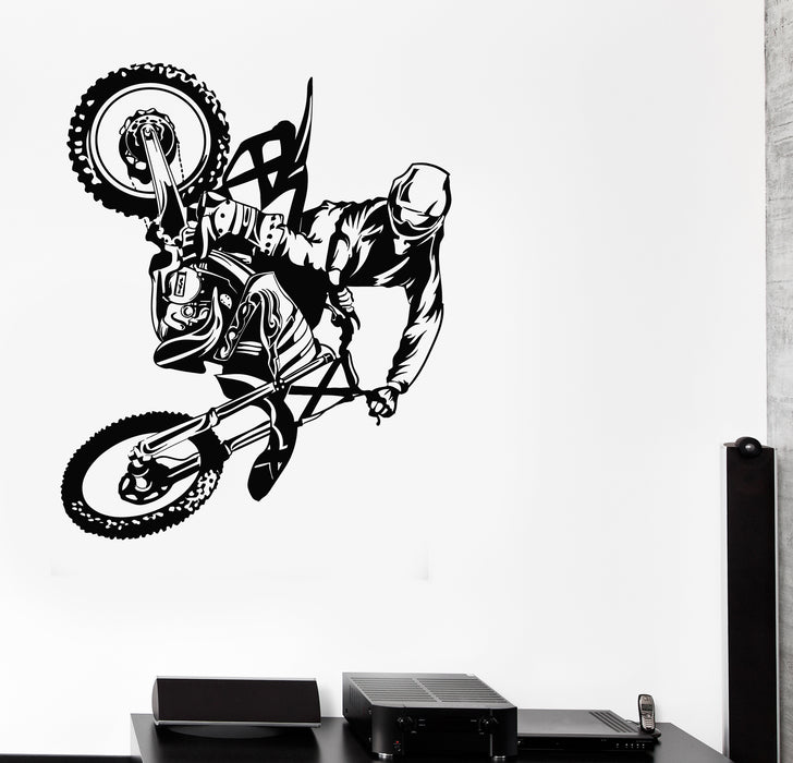 Vinyl Wall Decal Motorcycle Bike Biker Motocross Extreme Sports Stickers Mural (g6149)