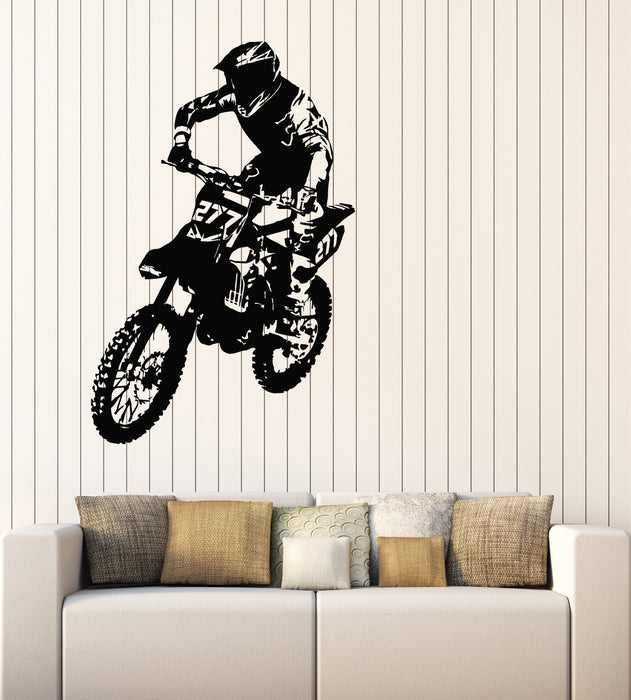 Vinyl Wall Decal Speed Extreme Motocross Motorcycle Bike Biker Stickers Mural (g6166)