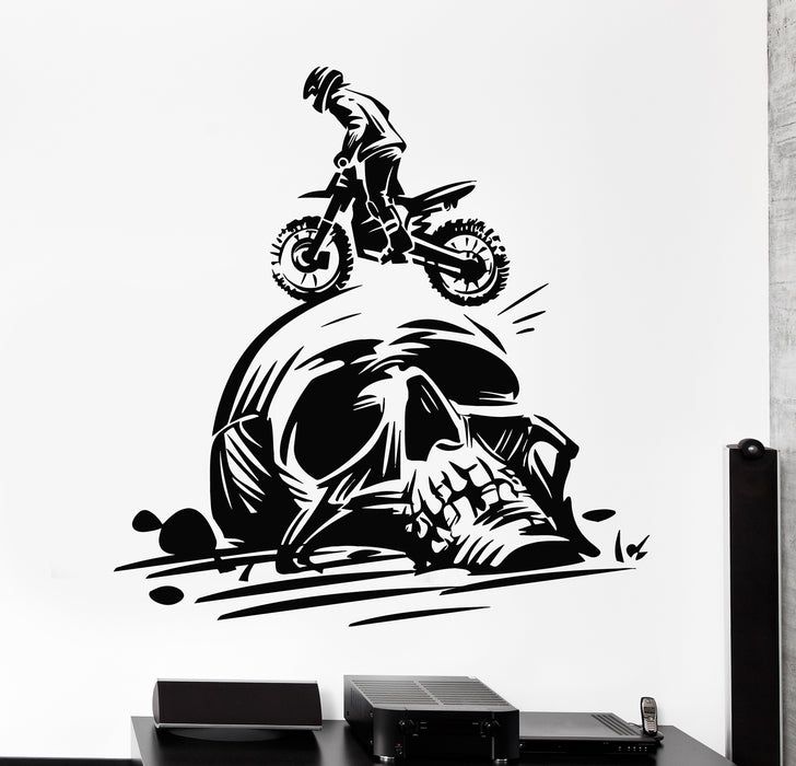 Vinyl Wall Decal Biker Motocross Skull Bones Extreme Sports Stickers Mural (g5409)