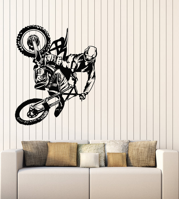 Vinyl Wall Decal Motorcycle Bike Biker Motocross Extreme Sports Stickers Mural (g6149)