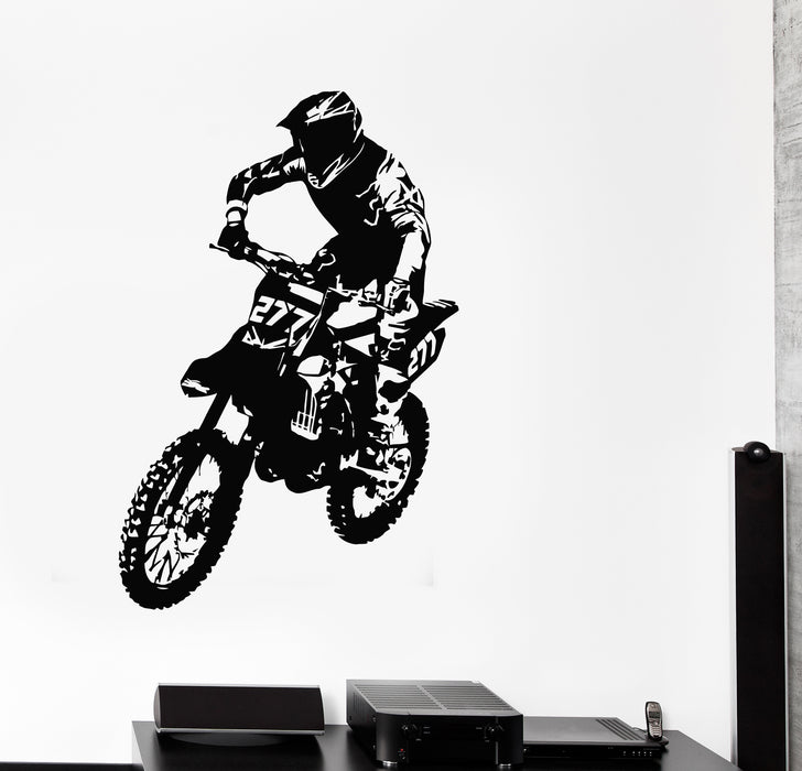 Vinyl Wall Decal Speed Extreme Motocross Motorcycle Bike Biker Stickers Mural (g6166)