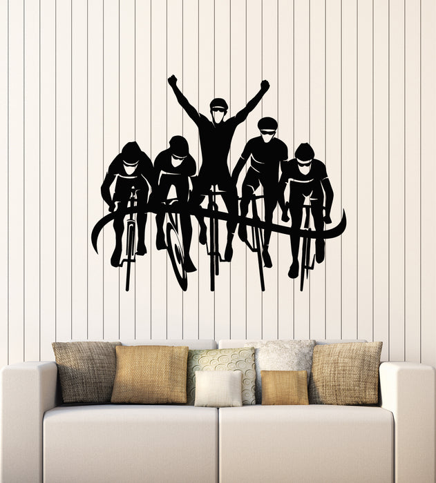 Vinyl Wall Decal Bicycle Cycling Cyclists Sport Bike Race Finish Stickers Mural (g4548)