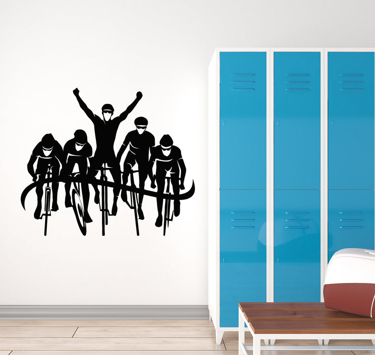 Vinyl Wall Decal Bicycle Cycling Cyclists Sport Bike Race Finish Stickers Mural (g4548)