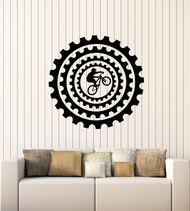 Vinyl Wall Decal Gears Bike Sport Cycling Extreme Biker Stickers Mural (g6110)