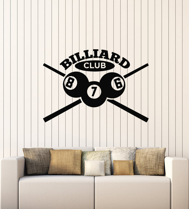 Vinyl Wall Decal Billiards Room Club Cue Balls Poolroom Decor Stickers Mural (g1454)