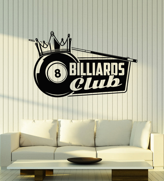 Vinyl Wall Decal Billiards Club Crown King Hobbies Sports Leisure Room Stickers Mural (g8017)