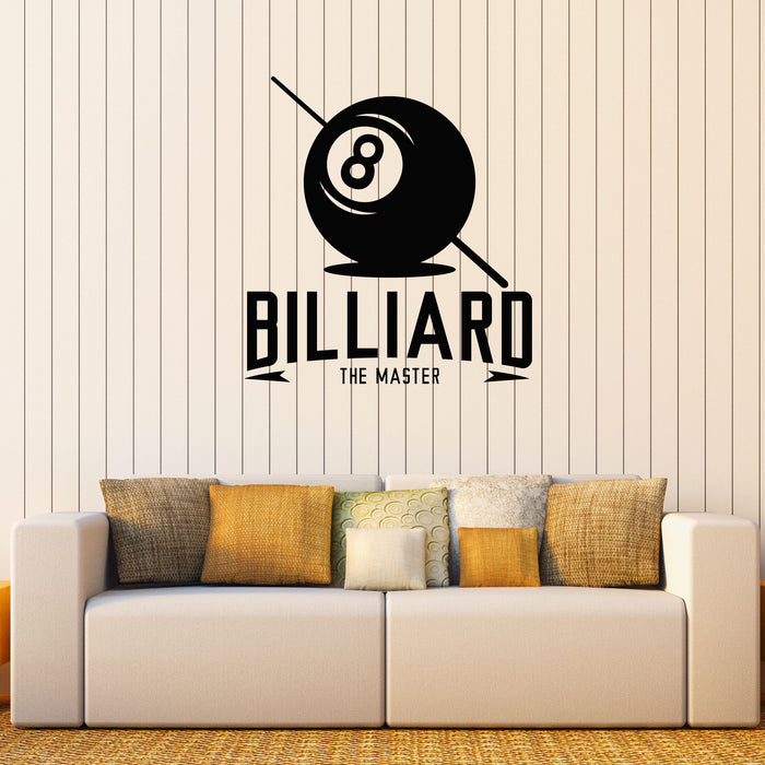 Billiard Wall Vinyl Decal The Master Lettering Ball with Number Stickers Mural (k214)