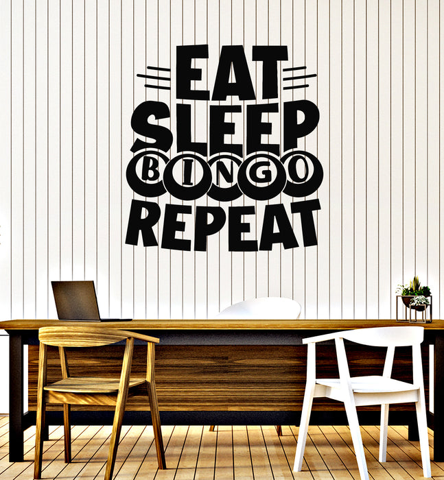 Vinyl Wall Decal Eat Sleep Bingo Repeat Phrase Board Game Stickers Mural (g7679)