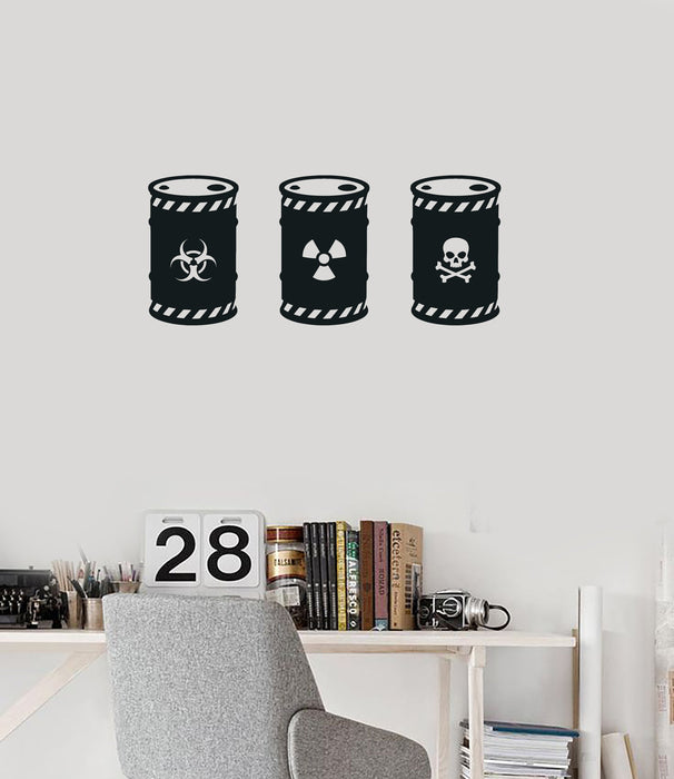 Vinyl Wall Decal Biohazard Barrels Radioactive Waste Art Stickers Mural (ig5879)