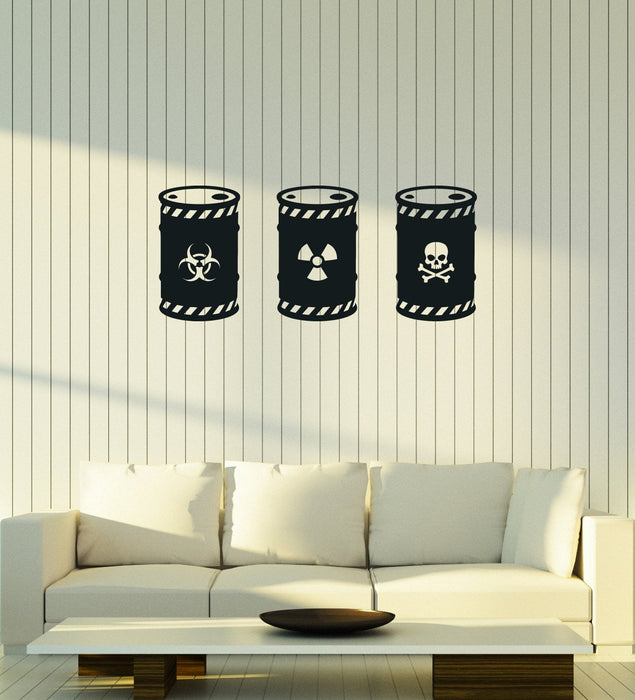 Vinyl Wall Decal Biohazard Barrels Radioactive Waste Art Stickers Mural (ig5879)