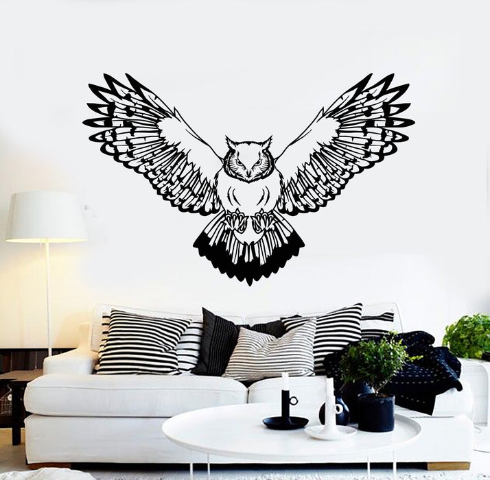 Vinyl Wall Decal Owl Predatory Hunting Bird Flying Wings Stickers Mural (g1319)