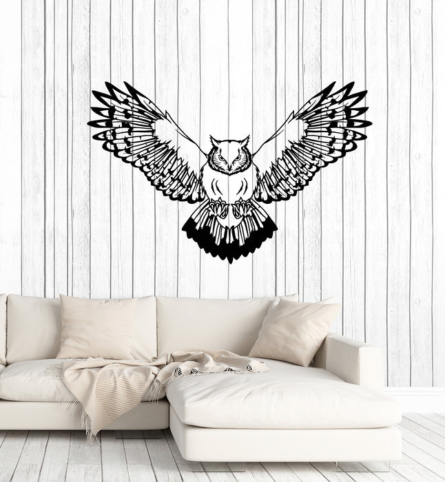 Vinyl Wall Decal Owl Predatory Hunting Bird Flying Wings Stickers Mural (g1319)
