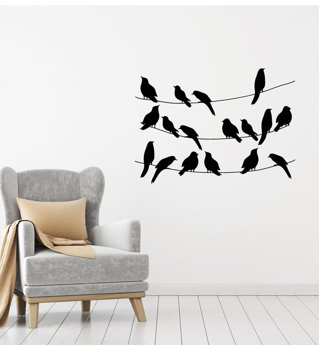 Vinyl Decal Wall Sticker Birds on the wires Nature Animal Decor Unique Gift (g060)