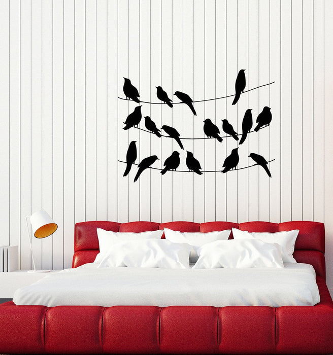 Vinyl Decal Wall Sticker Birds on the wires Nature Animal Decor Unique Gift (g060)