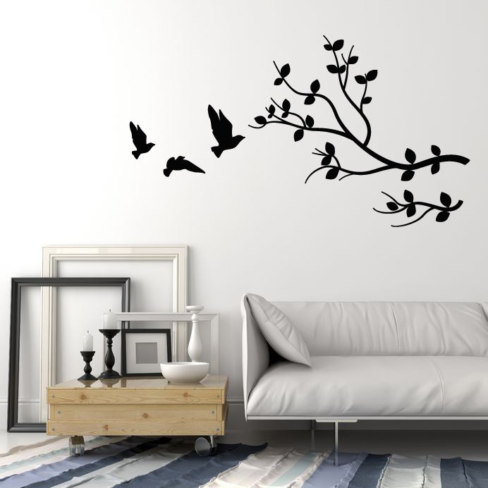 Vinyl Wall Decal Birds Tree Branch Nature Kids Room Art Stickers Mural (g758)