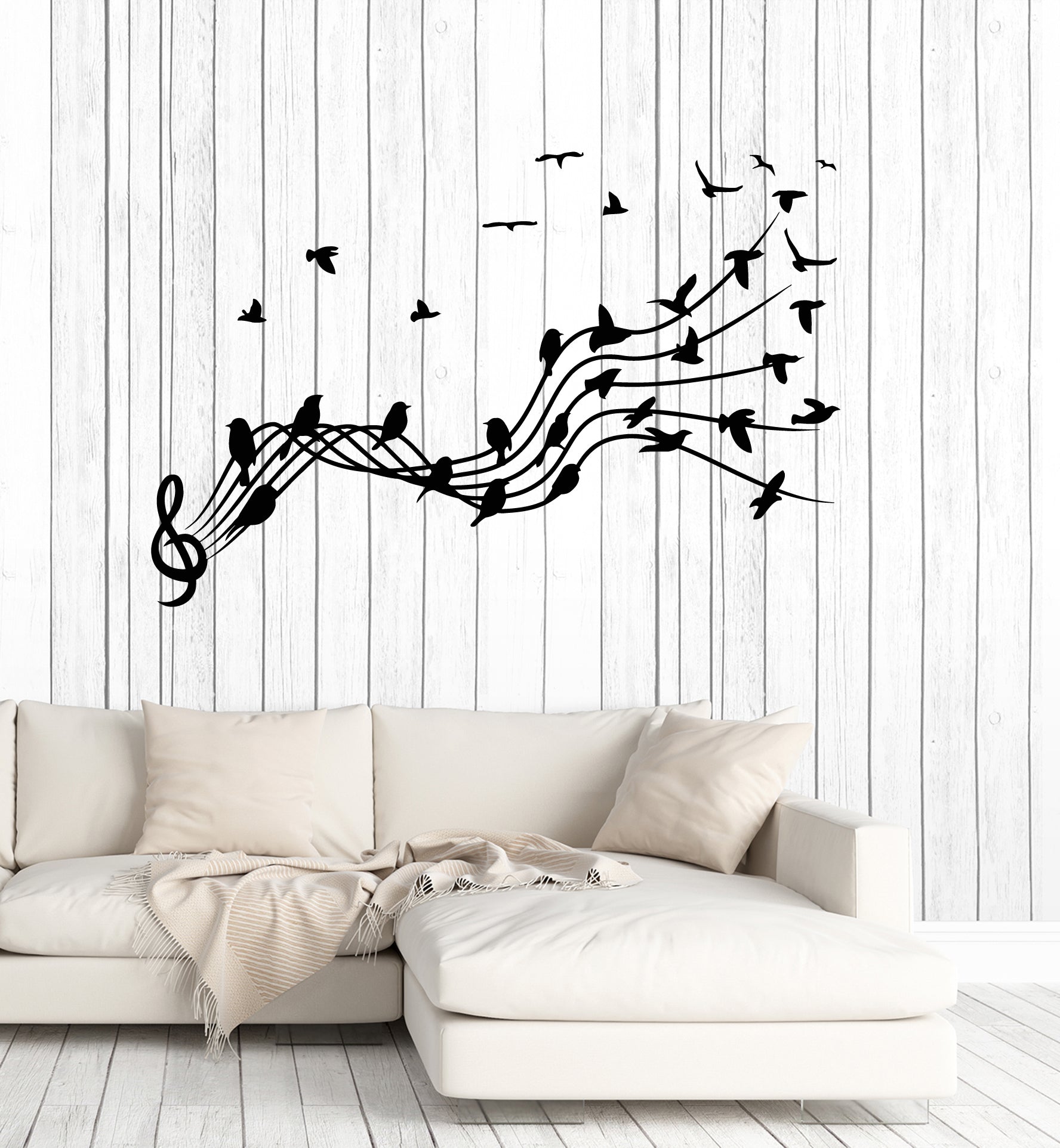 Vinyl Wall Decal Music Birds Treble Clef Musical Notes Bedroom Art Sti ...