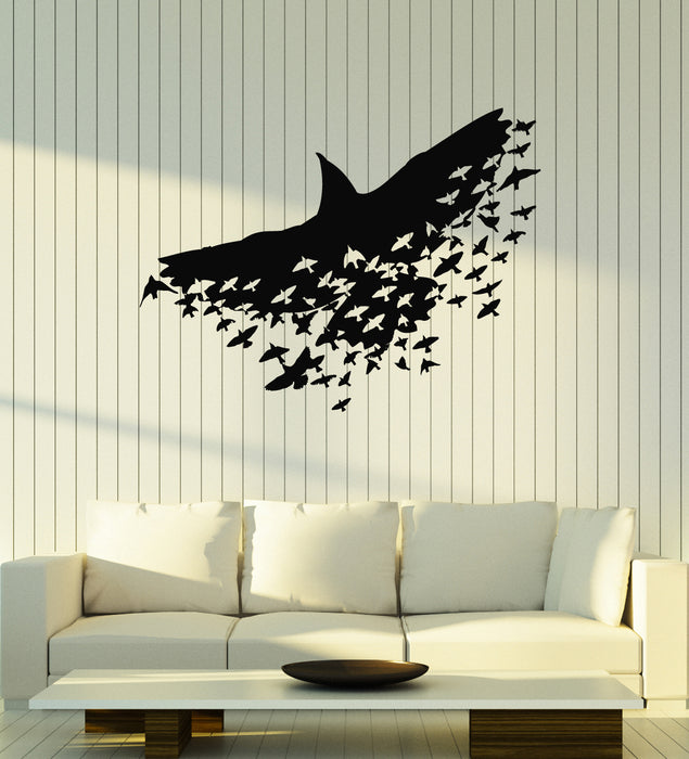 Vinyl Wall Decal Birds Patterns Black Raven Crow Ornament Stickers Mural (g3915)