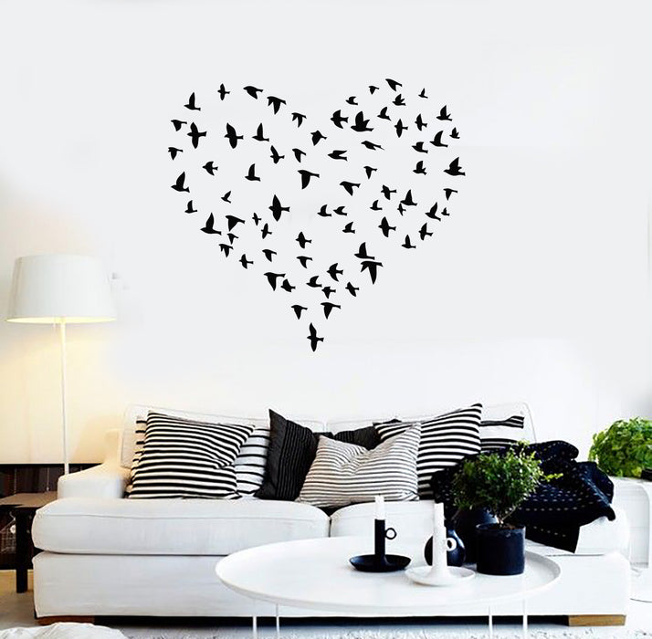 Vinyl Wall Decal Birds Patterns Love Heart Abstract Romance Stickers Mural (g4273)